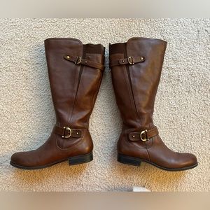 Naturalizer Tall Riding Boots - Jillian Wide Calf - Dark Brown - Size 10